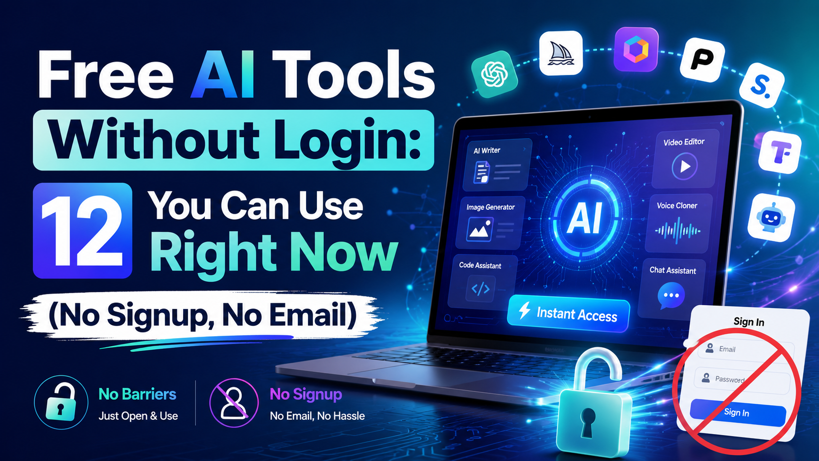 Free AI Tools Without Login: 12 You Can Use Right Now (No Signup, No Email)